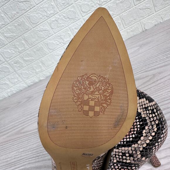 Vince Camuto Aparla Pumps WMNS 8M Pink Black Snakeskin Leather Stiletto Pointed - Picture 11 of 12